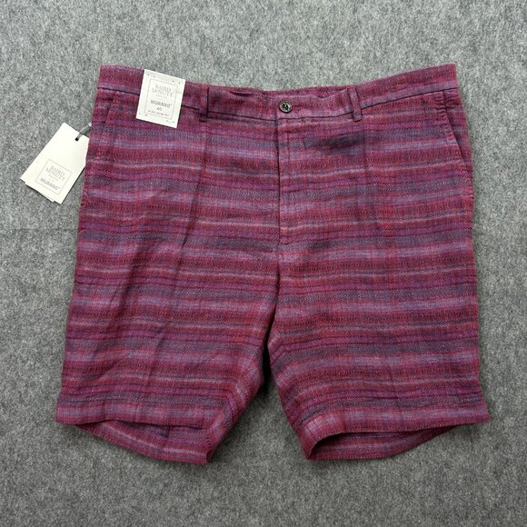 Murano Baird McNutt Alex Slim Fit Linen Shorts Men's Size 40 Fuchsia Stripe NWT - Picture 1 of 11